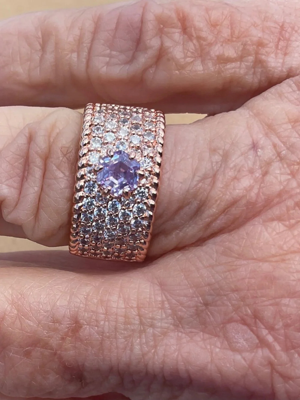 Bomb Party Ring She’s Beauty and Grace Lavender Tanzanite CZ Rose Gold sz 7 new
